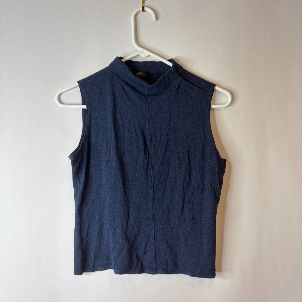 Laundry By Shelli Segal Navy Sleeveless Mock Neck Tank Top medium